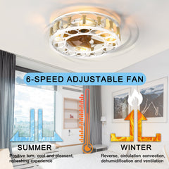 Caged Ceiling Fan with Lights Remote Control,Semi -embedded Modern