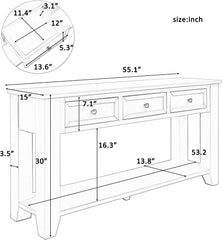 Black Console Table with Drawers and Shelf