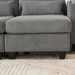 Convertible Chaise Lounge Sofa Chair Corduroy Sleeper with USB Ports,