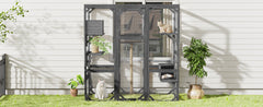 Outdoor DIY Cat House Catio with Double Enter Doors, Platforms, and