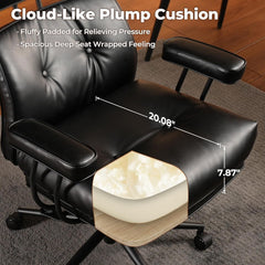 Ergonomic Home Office Chair, Mid-Century Modern Leather Chair with