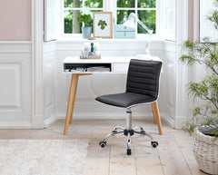 Mid Back Task Chair, Low Back Leather Swivel Office Chair, Vanity