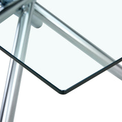 Large Modern Minimalist Rectangular Glass Dining Table with 0.39'