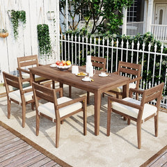 Acacia Wood Outdoor Dining Table And Chairs Suitable For Patio,