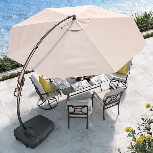 11FT Cantilever Umbrella with Base Outdoor Large round Aluminum Offset