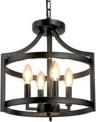 4-Light Farmhouse Chandelier, Modern Hanging Pendant Lighting,