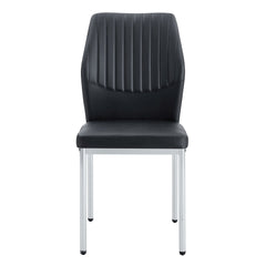 Luxury Simple Chair Set of 4 - High Resilience Dining Chair Black PU