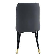 Modern Dual Tone Dining Chair with PU Leather Backrest and Black Metal