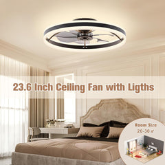 Low Profile Ceiling Fans with Lights and Remote, 23.6In Flush Mount