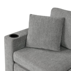 Multi-functional U-shaped Sectional Sofa Convertible Pull-out Bed Gray