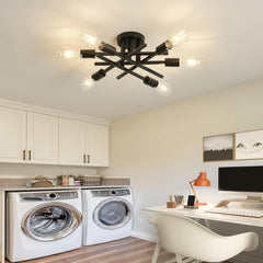 6-Lights Semi Flush Mount Ceiling Light Fixture 2-Pack Black Vintage