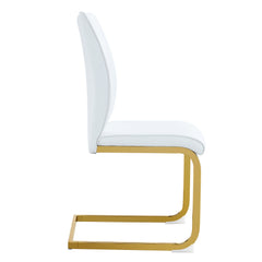 Luxury Simple Arch Chair Set of 6 - White PU Dining Chair with Gold