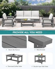 HDPE Outdoor Patio Furniture Set, 7-Piece Outdoor Sectional Patio