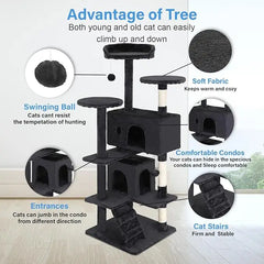 54-Inch Multi-Level Cat Tree - Scratching Posts & Platforms, Dark Gray