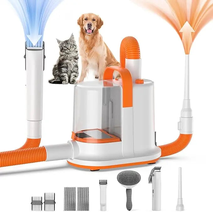 13kPa pet grooming vacuum kit cordless clipper dryer 3 air speeds smart thermostat low noise trimming drying for dogs cats