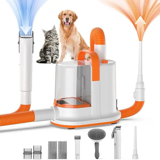 13kPa pet grooming vacuum kit cordless clipper dryer 3 air speeds smart thermostat low noise trimming drying for dogs cats