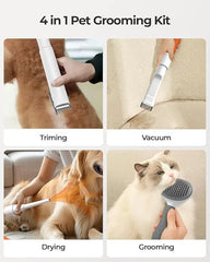 13kPa pet grooming vacuum kit cordless clipper dryer 3 air speeds smart thermostat low noise trimming drying for dogs cats