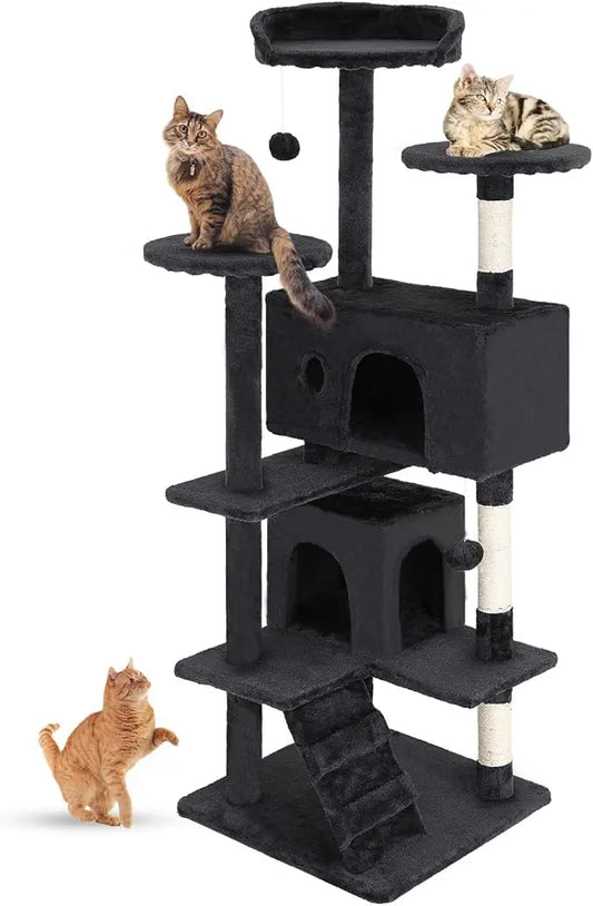 54-Inch Multi-Level Cat Tree - Scratching Posts & Platforms, Dark Gray