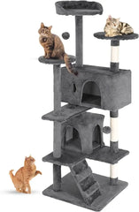 54-Inch Multi-Level Cat Tree - Scratching Posts & Platforms, Dark Gray