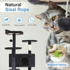 54-Inch Multi-Level Cat Tree - Scratching Posts & Platforms, Dark Gray