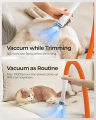 13kPa pet grooming vacuum kit cordless clipper dryer 3 air speeds smart thermostat low noise trimming drying for dogs cats