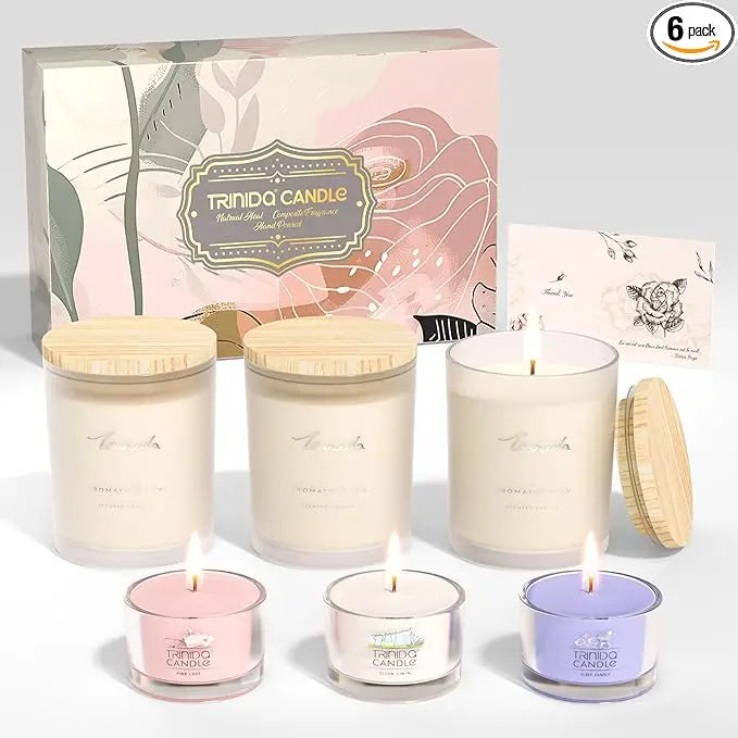 6-pack scented candle set, aromatherapy home fragrance gift for women (assorted scents)