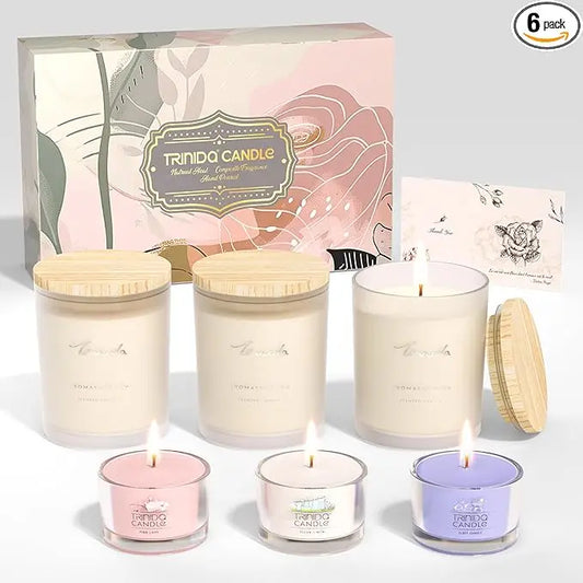 6-pack scented candle set, aromatherapy home fragrance gift for women (assorted scents)