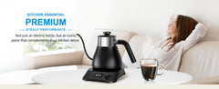 34oz/1L Gooseneck Electric Water Kettle, Digital Stainless Steel Interior 1000W Tea Kettle, Pour Over Coffee & Tea, Keep Warm