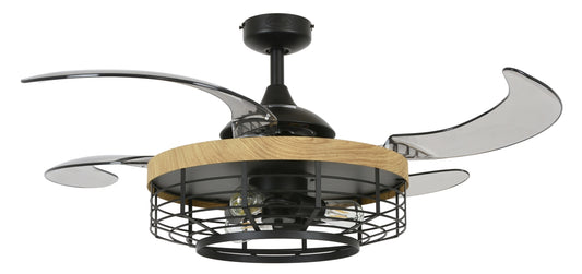 Fanaway 51106001 Montclair 48-inch Black with Teak Trim AC Ceiling Fan
