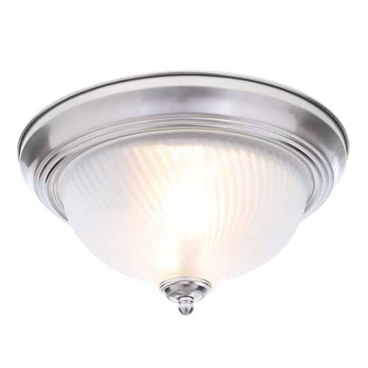 Round 11-inch Brushed Nickel Flush Mount Ceiling Light with Frosted