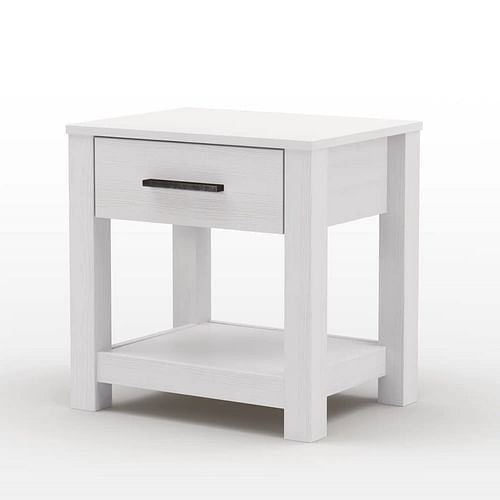 Farmhouse Traditional Rustic White Pine Wood 1-Drawer Nightstand