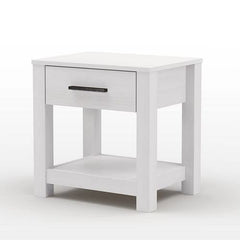 Farmhouse Traditional Rustic White Pine Wood 1-Drawer Nightstand