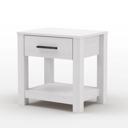 Farmhouse Traditional Rustic White Pine Wood 1-Drawer Nightstand