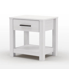 Farmhouse Traditional Rustic White Pine Wood 1-Drawer Nightstand