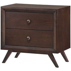 Mid-Century Modern Style End Table Nightstand in Cappuccino Wood