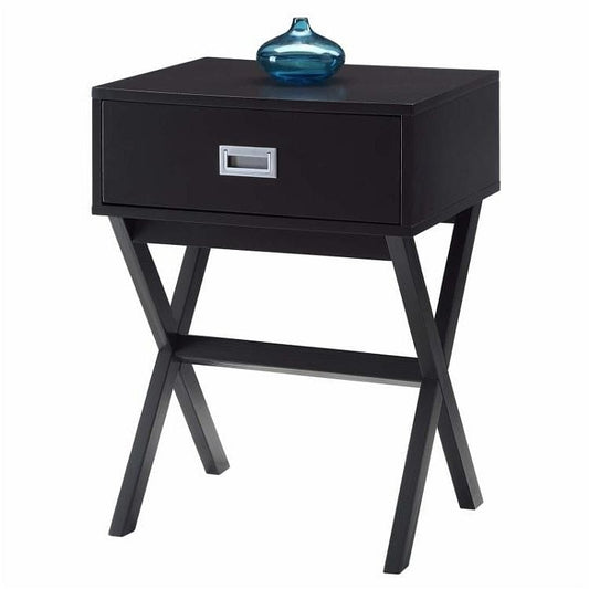 Modern 1-Drawer Bedside Table Nightstand End Table in Espresso Wood