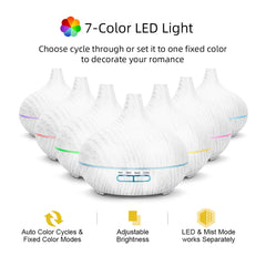 For Home 550ml Wood Grain Essential Oil Diffuser  Ultrasonic Aromatherapy Humidifier with Remote  6 Essential Oils  Auto Shut Of