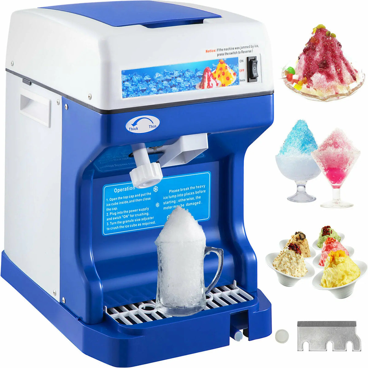 SucceBuy 120/200KG/H Electric Ice Shaver Branch Crusher Chopper Smoothie Blender Granizing Machine Shredder Snow Cone Cube Maker