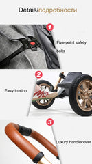 Luxury Baby Stroller 3 in 1 High Landscape Baby Cart Can Sit Can Lie Portable Pushchair Baby Cradel Infant Carrier