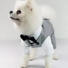 Gentleman Dog Clothes Wedding Party Suit Formal Shirt Jacket For Small Dogs Pet Outfit Halloween Christmas Costume