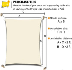 98% UV Block Shade Sails with Hardware Kit Waterproof Canopy Rectangle Awning for Outdoor Patio Garden Sun Shelter Shade Cloth