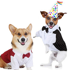 Pet Formal Shirt Dog Clothing Prince Wedding Party Suit Tuxedo Bow Tie Puppy Clothes Coat Spring Summer Costume