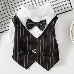 Pet Formal Shirt Dog Clothing Prince Wedding Party Suit Tuxedo Bow Tie Puppy Clothes Coat Spring Summer Costume