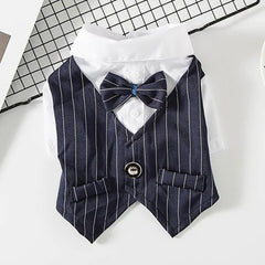 Pet Formal Shirt Dog Clothing Prince Wedding Party Suit Tuxedo Bow Tie Puppy Clothes Coat Spring Summer Costume