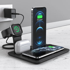 15W Fast Wireless Charger Stand For iPhone 11 12 XR X 8 Apple Watch 4 in 1 Foldable Charging Dock Station for Airpods Pro iWatch