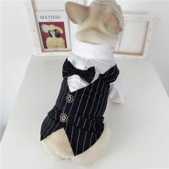 Pet Formal Shirt Dog Clothing Prince Wedding Party Suit Tuxedo Bow Tie Puppy Clothes Coat Spring Summer Costume