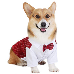 Pet Formal Shirt Dog Clothing Prince Wedding Party Suit Tuxedo Bow Tie Puppy Clothes Coat Spring Summer Costume