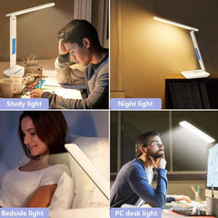 LAOPAO 10W QI Wireless Charging LED Desk Lamp USB Charging Port Sliding Dimmable Auto Timer with Night Light Table Lamp