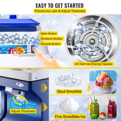 SucceBuy 120/200KG/H Electric Ice Shaver Branch Crusher Chopper Smoothie Blender Granizing Machine Shredder Snow Cone Cube Maker