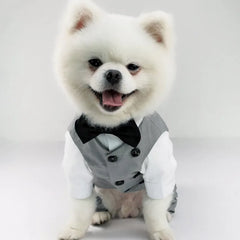 Gentleman Dog Clothes Wedding Party Suit Formal Shirt Jacket For Small Dogs Pet Outfit Halloween Christmas Costume